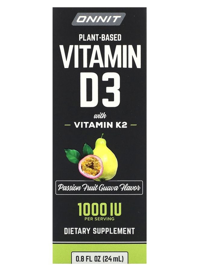 Onnit Plant Based Vitamin D3 with Vitamin K2 Passion Fruit Guava 25 mcg (1000 IU) 0.8 fl oz (24 ml)