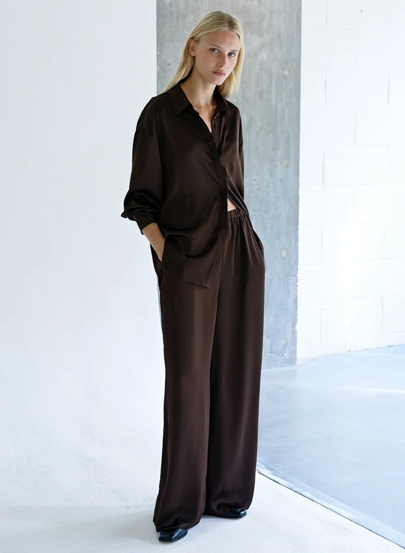 French Connection Bernadetta Satin Wide Leg Pant