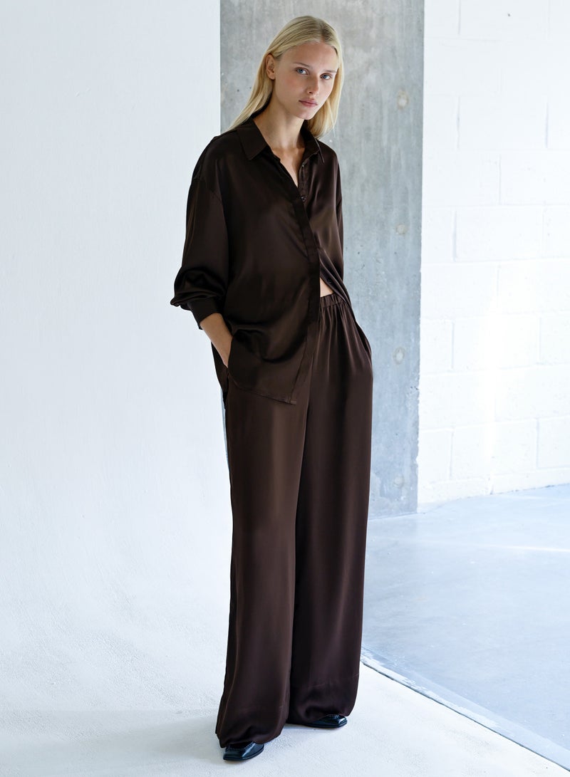 فرنش كونكشن بنطلون واسع من الساتان برناديتّا - Image 1