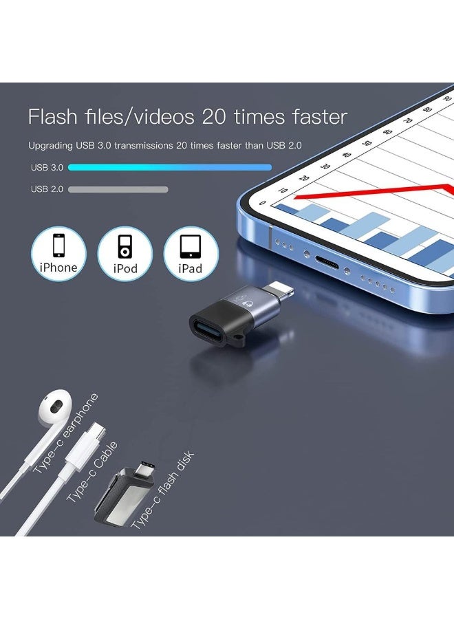 2 Pack USB C To Lightning Adapter IO-S OTG Adapter Suitable For Connecting Phones Tablets USB Flash Drives Card Readers Mice And Keyboards - Image 5