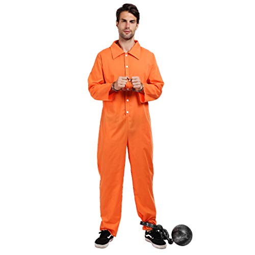 ReneeCho Mens Prisoner Costume Jail Bird Orange Small