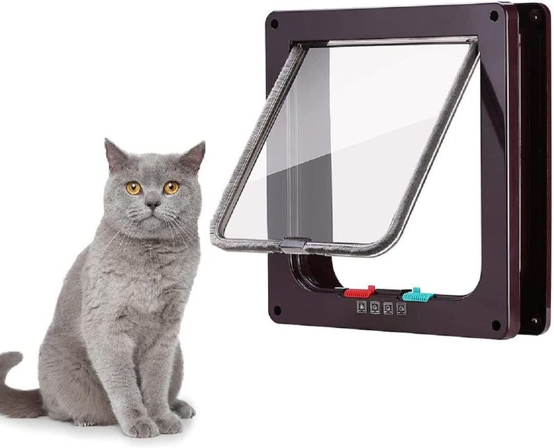 GEARMAX 1 Piece Screen Door for Pets, Cat Flap for Cats, Controllable Entrance and Exit, Sliding Door for Pet Safety Window, Brown - Image 4