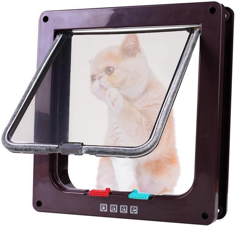 GEARMAX 1 Piece Screen Door for Pets, Cat Flap for Cats, Controllable Entrance and Exit, Sliding Door for Pet Safety Window, Brown - Image 1
