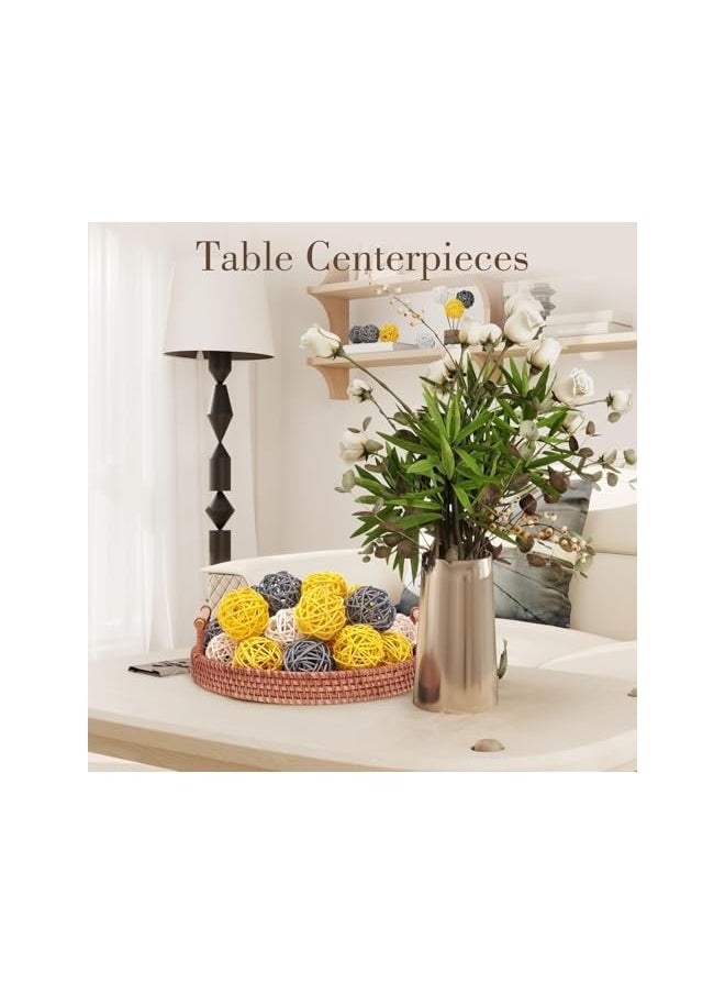 The Bros 24PCS Yellow Decorative Balls for Bowl Centerpiece, 2 Inch Rattan Wicker Balls Decorative Twig Orbs Spheres Bowl Fillers Vase Fillers Home Wedding Decor (Yellow)  - Image 4