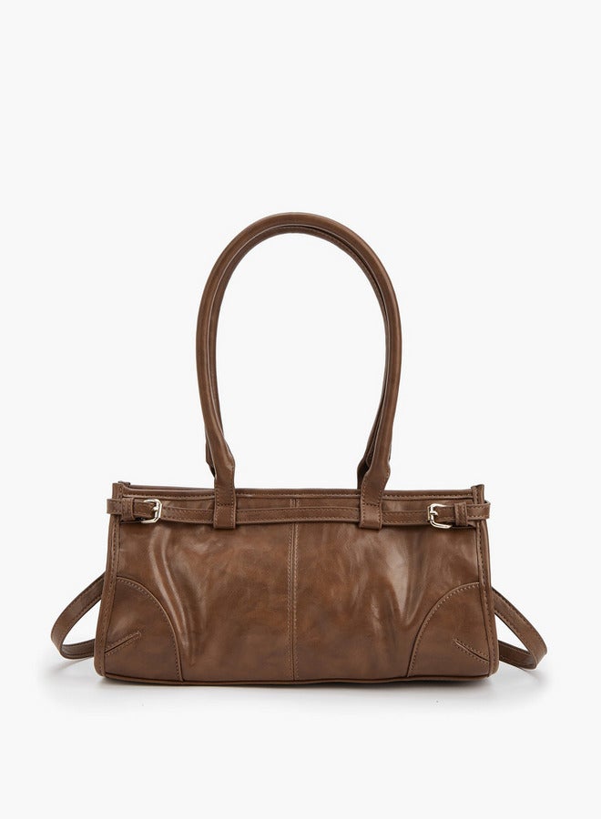 Flora Bella By Shoexpress Solid Double Handle Shoulder Bag with Detachable Strap  - Image 2