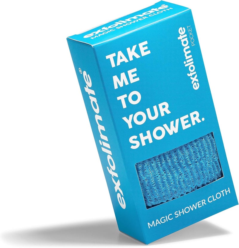 green heart labs ExfoliMATE | Magic Exfoliating Shower Cloth Gently Removes Dead Skin for a Youthful Clear Complexion (Pocket 2.0, Aqua)
