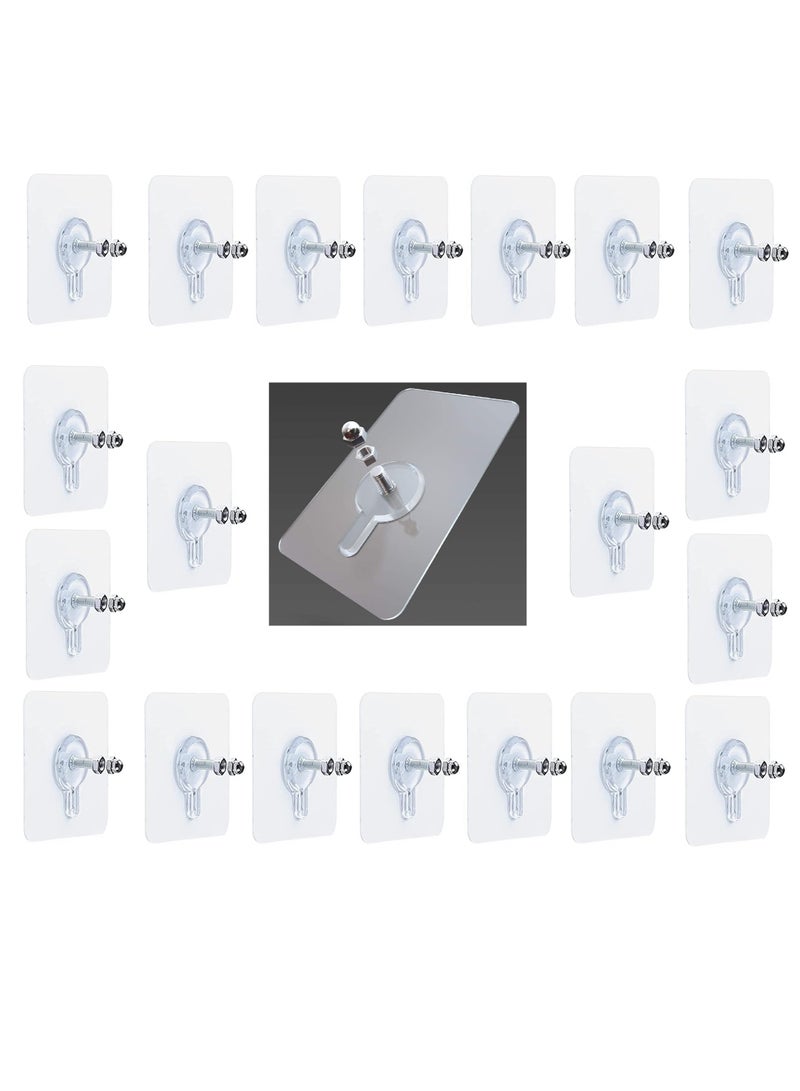 20 x Adhesive Wall Screws Hanging Nails for Hanging Adhesive Screws Wall Mounting Hooks for Kitchen, Bathroom, Bedroom, Living Room  - Image 1