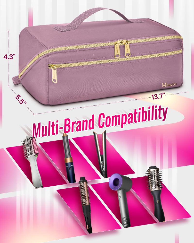 Mancro Hot Hair Tools Travel Bag with Separate Heat Resistant Mat, Large Capacity Wide-open Pouch, Hair Accessories Organizer for Flat Irons, Straighteners, Curling Iron,Dark Pink - Image 5