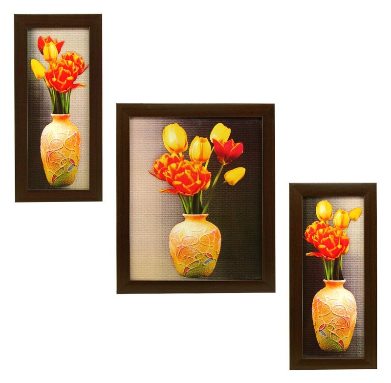 Indianara Indianara 3 Piece Set of Framed Wall Hanging ArtMulticolor1Multicolor Wood