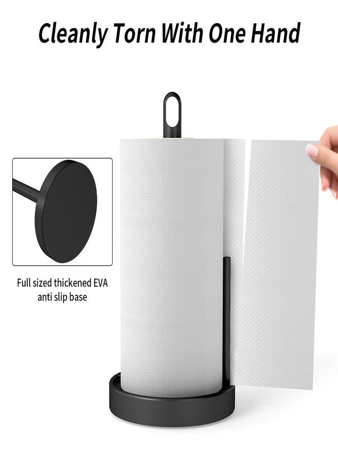 STWWO Paper Towel Holder Countertop, Black Paper Towel Holder with Anti Slip Weighted Base, Stainless Steel Heavy Duty Freestanding Papertowel Holder for Bathroom, Kitchen Roll Holder - Image 3