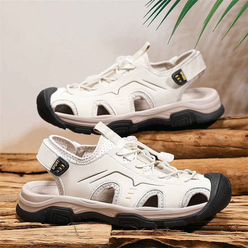Sale Plus Size 46 Men'S Top Layer Cowhide Casual Sandals Outdoor Genuine Leather Non-Slip Beach Shoes - Image 4