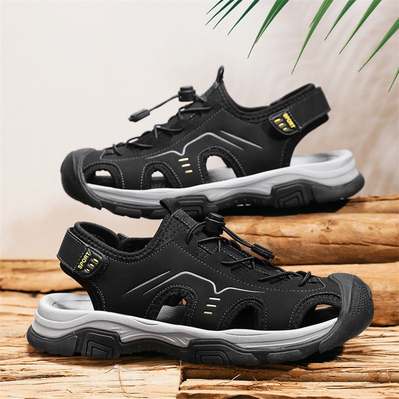 Sale Plus Size 46 Men'S Top Layer Cowhide Casual Sandals Outdoor Genuine Leather Non-Slip Beach Shoes - Image 3