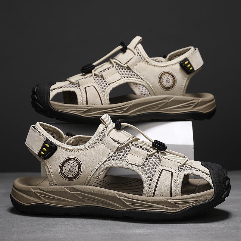 Sale Plus Size 46 Men'S Top Layer Cowhide Casual Sandals Outdoor Genuine Leather Non-Slip Beach Shoes - Image 1