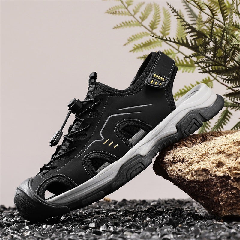 Sale Plus Size 46 Men'S Top Layer Cowhide Casual Sandals Outdoor Genuine Leather Non-Slip Beach Shoes - Image 5