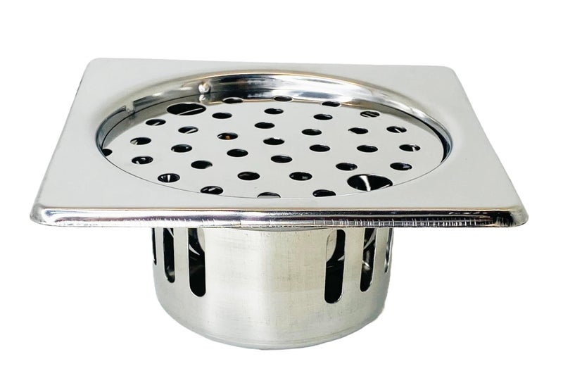 SBD Stainless Steel Square Floor Drainer | Floor Drainer for Bathroom 5 Inches | Anti Cockroach| Bathroom Floor Jali | Floor Trap Jali | Bathroom Drain Jali