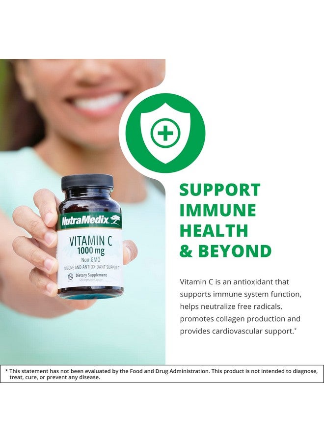 Nutramedix 1000 ملغ فيتامين سي مكمل فيتامين سي يساعد في دعم نظام المناعة الصحي استجابة التهابية وحياد الجذور الحرة نباتي غير معدل وراثيًا (120 كبسولة نباتية) - Image 3