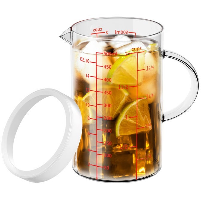 GLASS MEASURING CUP 2CUP500 ML LIQUID MEASURING CUPS MEASURING CUP WITH HANDLE AND VSHAPED SPOUT GLASS BEAKER WITH THREE SCALES OZ CUP ML DISHWASHERFREEZERMICROWAVE SAFE