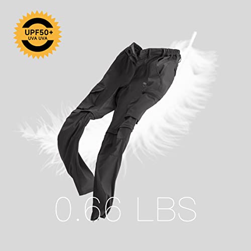 Gash Hao Mens Hiking Convertible Pants Outdoor Waterproof Quick Dry Zip Off Lightweight Fishing Pants（Black 32X32） - Image 3