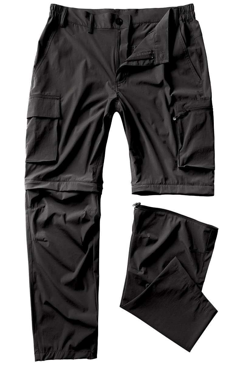 Gash Hao Mens Hiking Convertible Pants Outdoor Waterproof Quick Dry Zip Off Lightweight Fishing Pants（Black 32X32） - Image 1