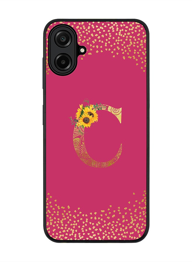 Stylizedd For Samsung Galaxy A07 4G Case,Slim fit Camera Protection, Shockproof Thin Phone cover  - Custom Floral Monogram - C ( Deep Pink )
