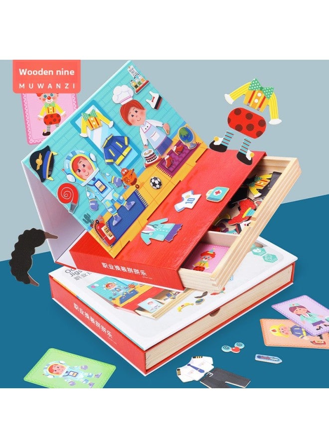 Children's Magnetic Puzzle Magnetic Peeling Sketchboard Princess Changing Clothes Girls Gift Educational Early Education Wooden Toys-Color:MWZ-Professional Dress-up And Splice Music 0.95kg  - Image 4