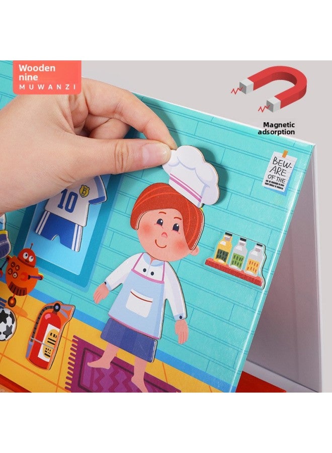 Children's Magnetic Puzzle Magnetic Peeling Sketchboard Princess Changing Clothes Girls Gift Educational Early Education Wooden Toys-Color:MWZ-Professional Dress-up And Splice Music 0.95kg  - Image 5