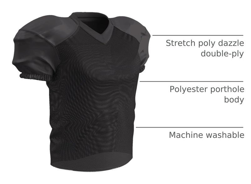 Champro Boys' Time Out Youth Stretch Football Practice Jersey, Black, Medium - Image 4