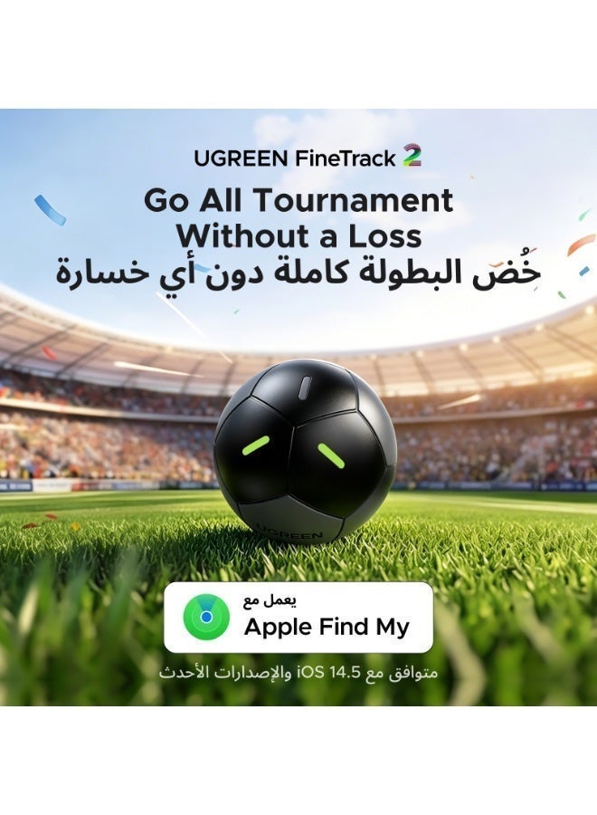 Ugreen FineTrack2 Airtag Tracker Football Design  (iOS Only), Apple Tag Works with Apple Find My,  Long Battery Life, Glow in the Dark, Smart Tag 110dB Alarm IP68 for Wallet, Backpack, Luggage, Travel, Outdoor 2026 FIFA Black - Image 3
