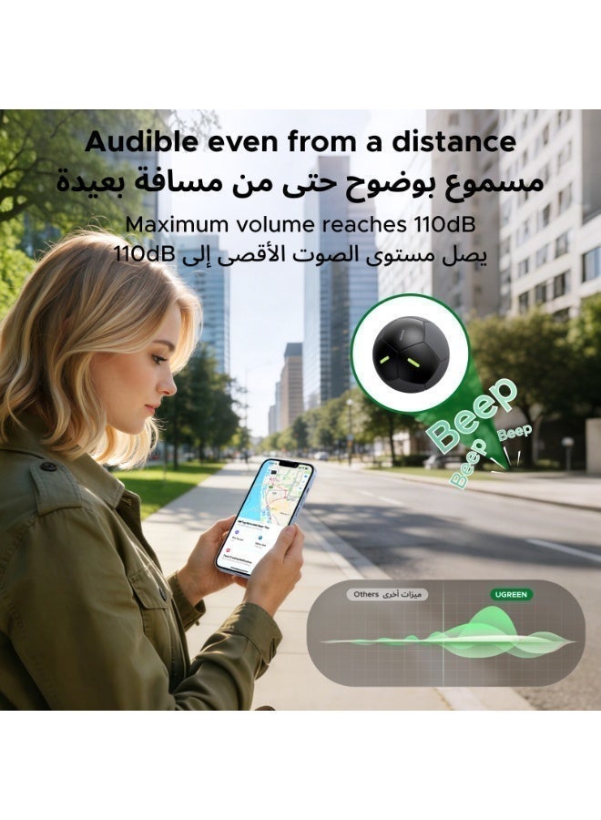 Ugreen FineTrack2 Airtag Tracker Football Design  (iOS Only), Apple Tag Works with Apple Find My,  Long Battery Life, Glow in the Dark, Smart Tag 110dB Alarm IP68 for Wallet, Backpack, Luggage, Travel, Outdoor 2026 FIFA Black - Image 5