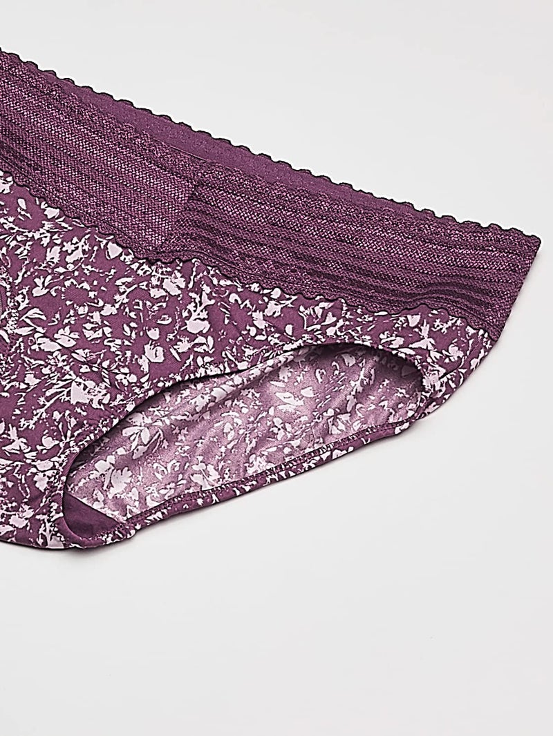 Warner's womens Blissful Benefits No Muffin 3 Pack Hipster Panties, Amaranth Abstract Print Black Platinum, Medium US - Image 3
