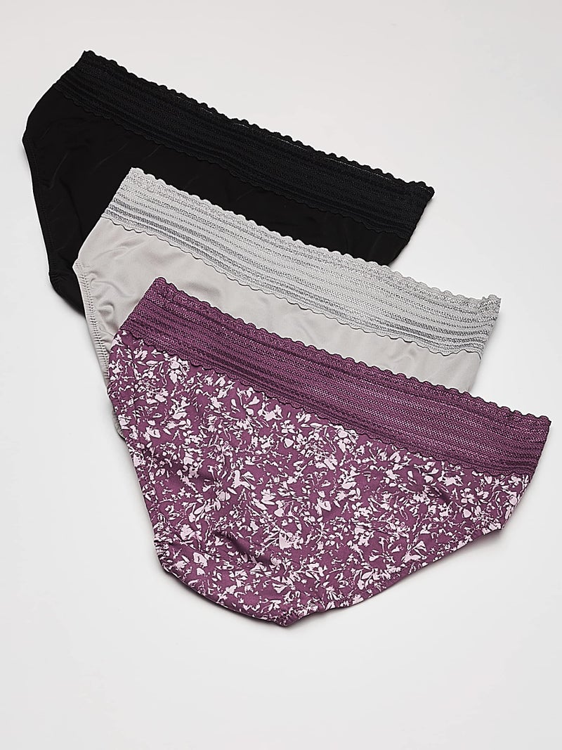 Warner's womens Blissful Benefits No Muffin 3 Pack Hipster Panties, Amaranth Abstract Print Black Platinum, Medium US - Image 4