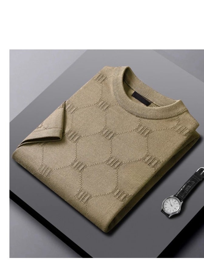 Men's High-End Business Light Luxury Casual Knitted Short Sleeved Shirt - Image 1