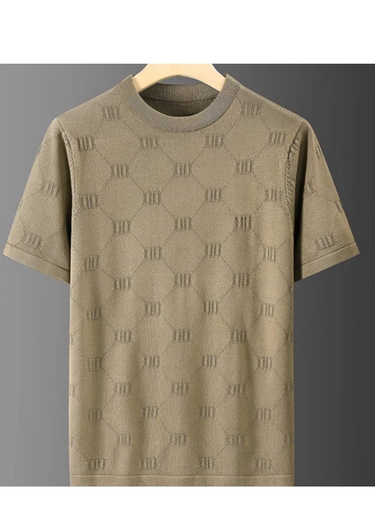 Men's High-End Business Light Luxury Casual Knitted Short Sleeved Shirt - Image 3