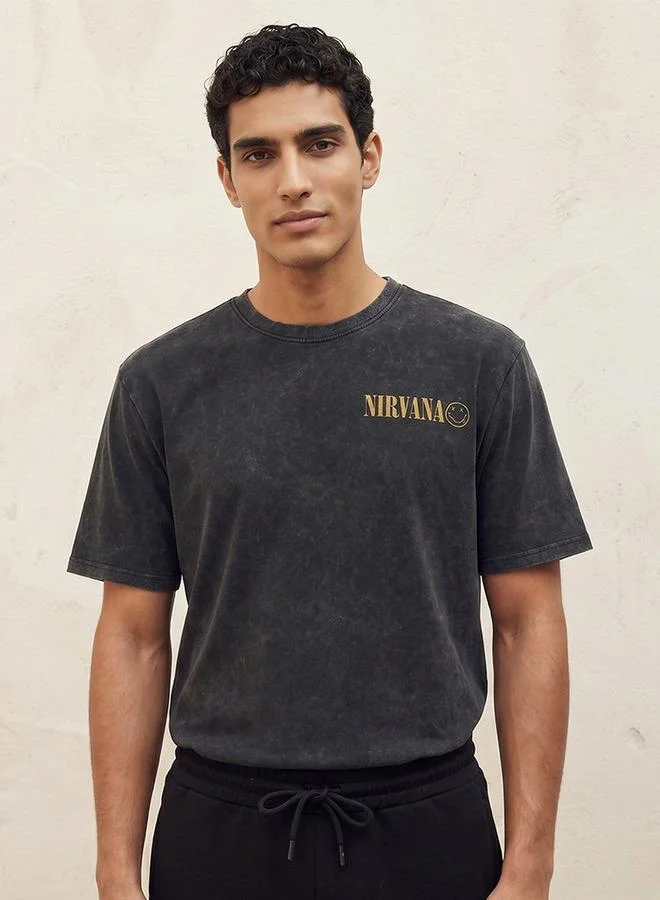 SP Characters Nirvana Regular Fit Crew Neck Short Sleeves Printed T-shirt