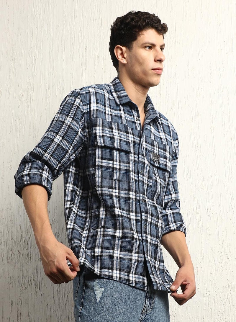 Hubberholme Multicolor Oversized Waffle Shirt for Men, 70% Cotton + 30% Recycled Polyester - Image 3