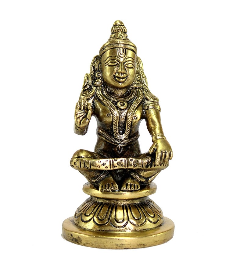 ESPLANADE Brass Ayyappa Statue Aiyyappa Swamy Ayyapan Figurine Pooja Idols Home Decor 425 Inches - Image 1