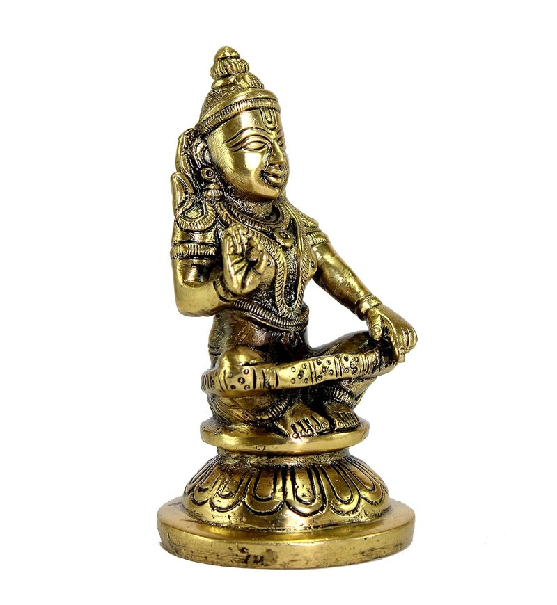ESPLANADE Brass Ayyappa Statue Aiyyappa Swamy Ayyapan Figurine Pooja Idols Home Decor 425 Inches - Image 2