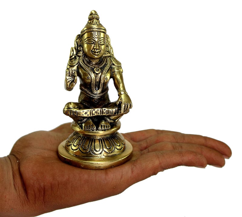ESPLANADE Brass Ayyappa Statue Aiyyappa Swamy Ayyapan Figurine Pooja Idols Home Decor 425 Inches - Image 5