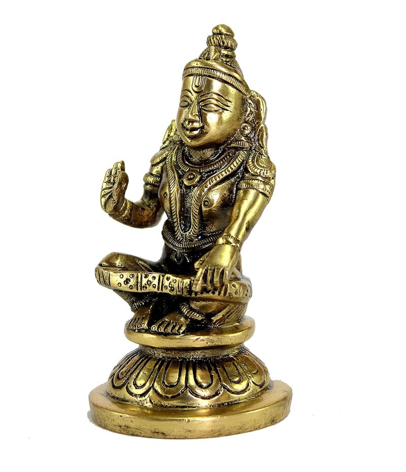 ESPLANADE Brass Ayyappa Statue Aiyyappa Swamy Ayyapan Figurine Pooja Idols Home Decor 425 Inches - Image 3