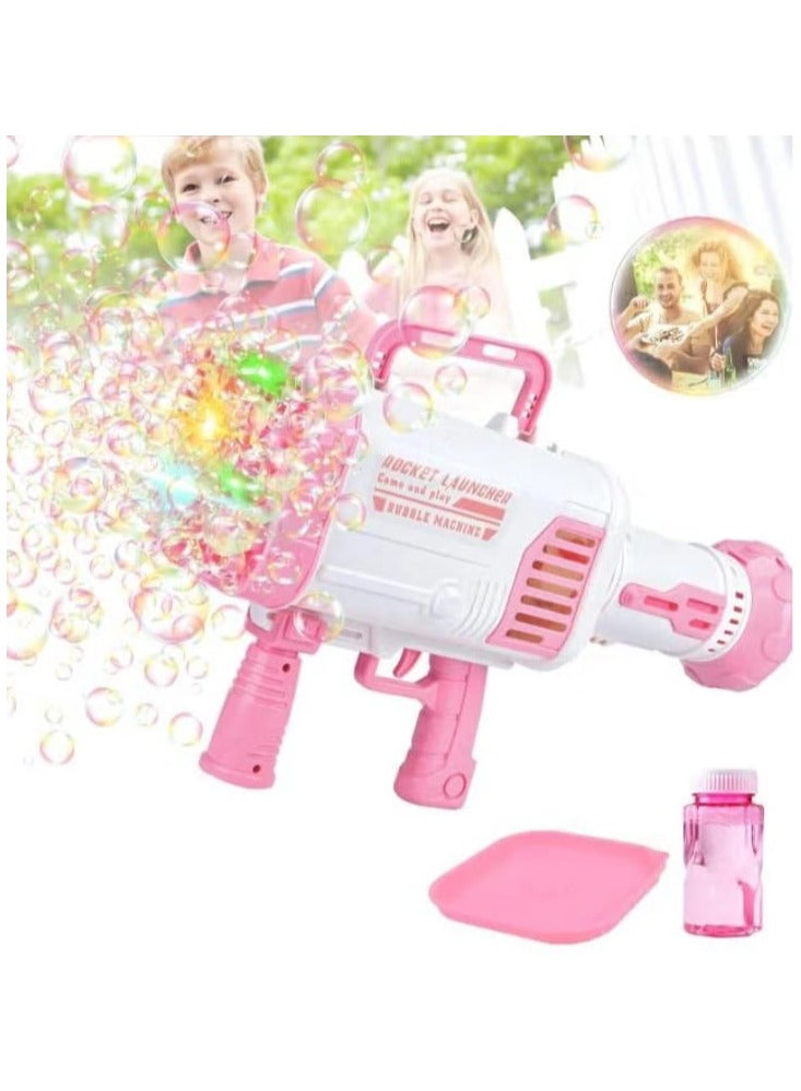 Bubble Maker Gun - 32-Hole Bubble Machine Gun - Bazooka Bubble Machine - Bubble Blaster for Kids Outdoor Indoor, Parties, Halloween Easter New Years Birthdays Christmas Gifts - Pink