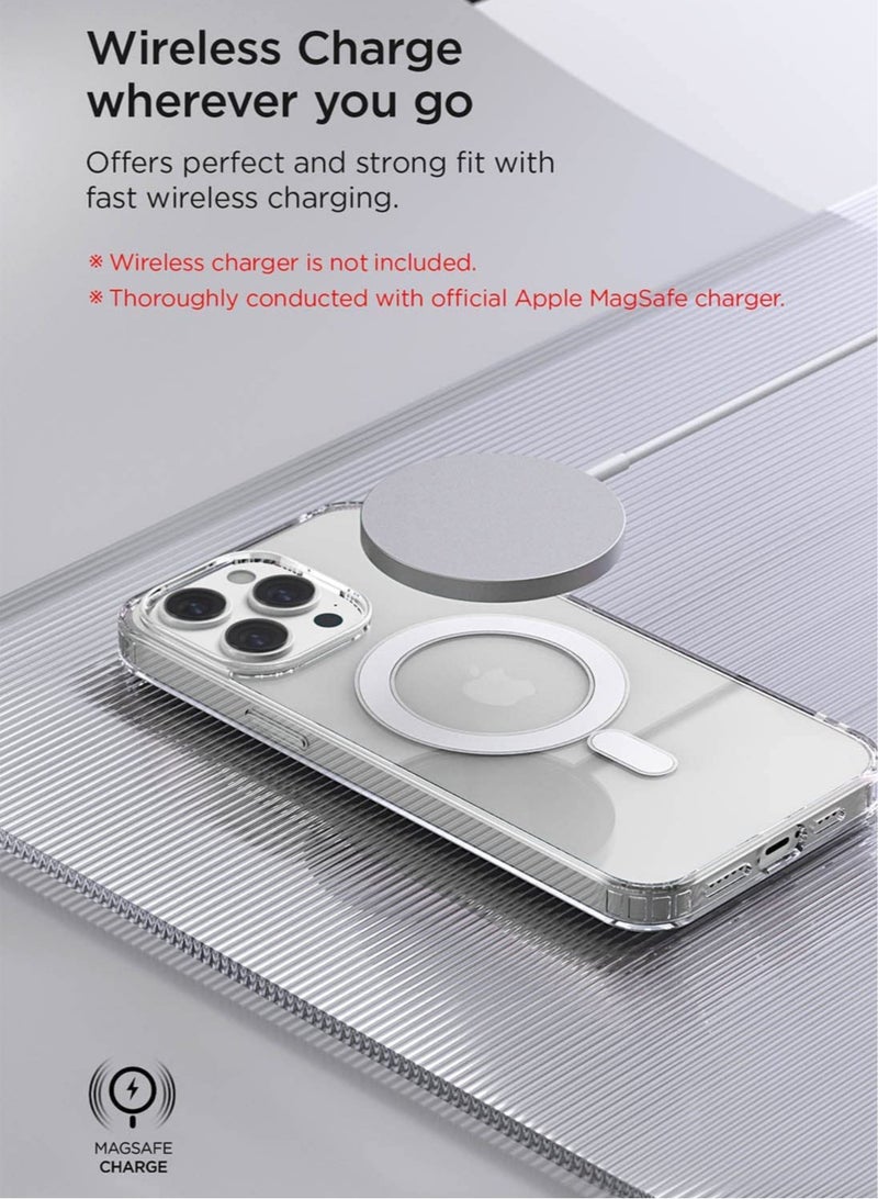 إلترازون Design Crystal Mixx Magnetic designed for iPhone 14 PRO case cover compatible with MagSafe with Tempered Glass Screen Protector and Camera Lens Protector - Clear - Image 3