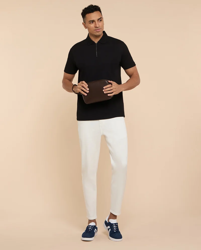 أر أند بي Solid Polo T-Shirt with Short Sleeves