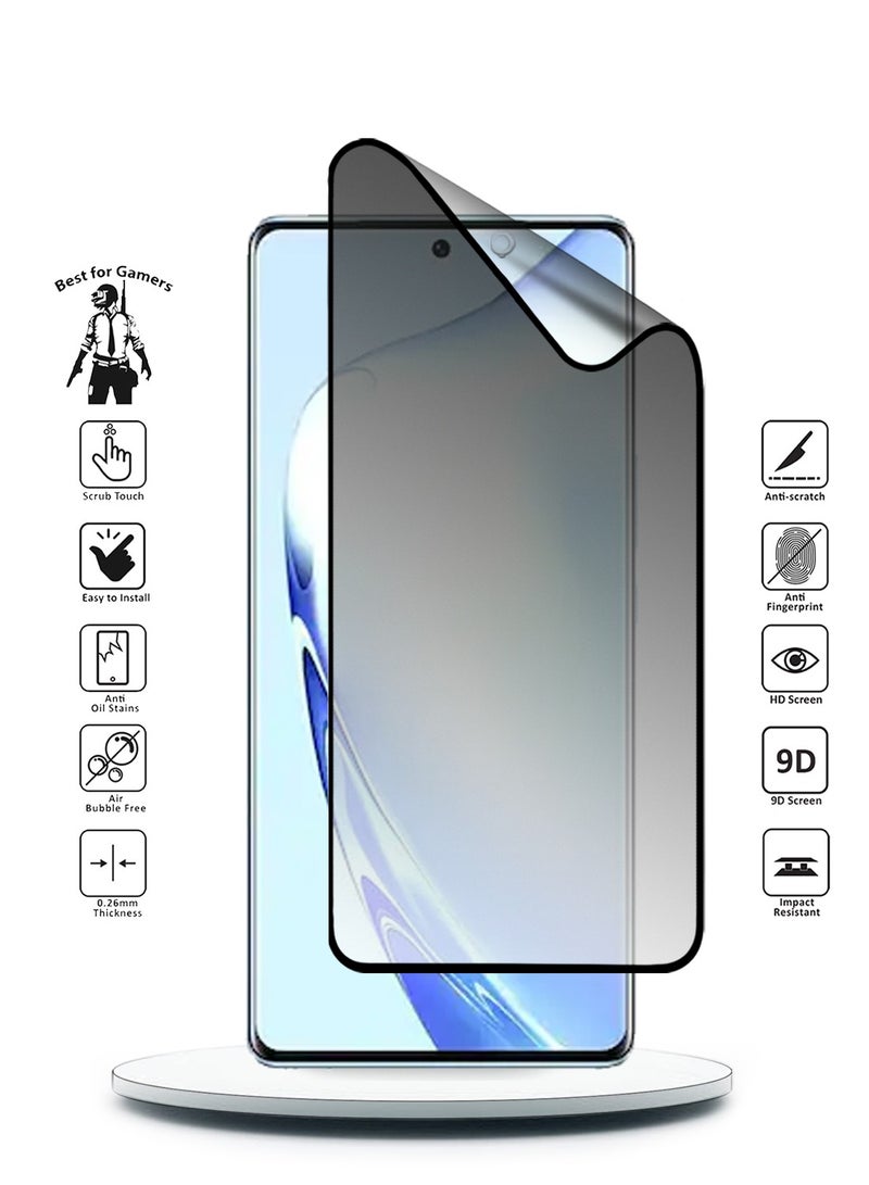 Wtech Vivo V27 / V27 Pro / V29 Lite 5G 2023 Nano Ceramic Privacy Full Glue Full Cover Matte Flexible Screen Protector (MSCNMP) - Clear/Black - Image 2