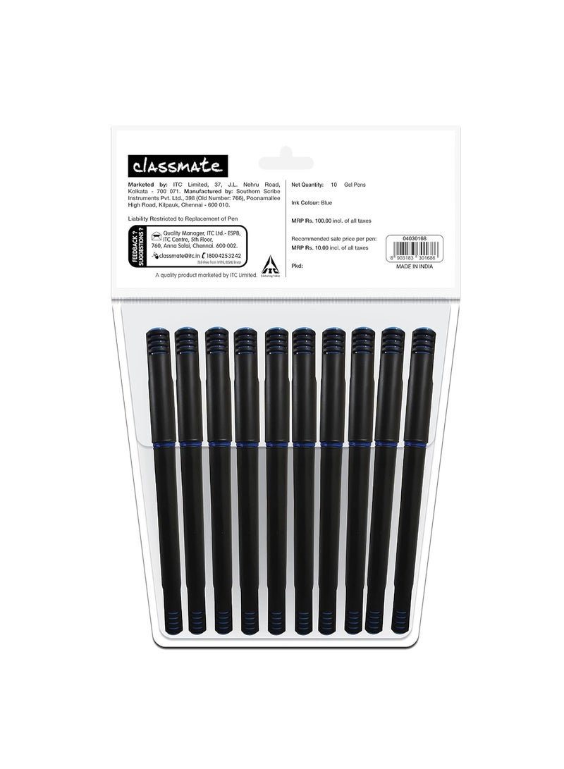 Classmate Octane- Blue Gel Pens (Pack of 10)|Smooth Writing Pens|Water-Proof Ink for Smudge-Free writing|Preferred by Students for Exam & Class Notes|Study at Home Essentials - Image 4