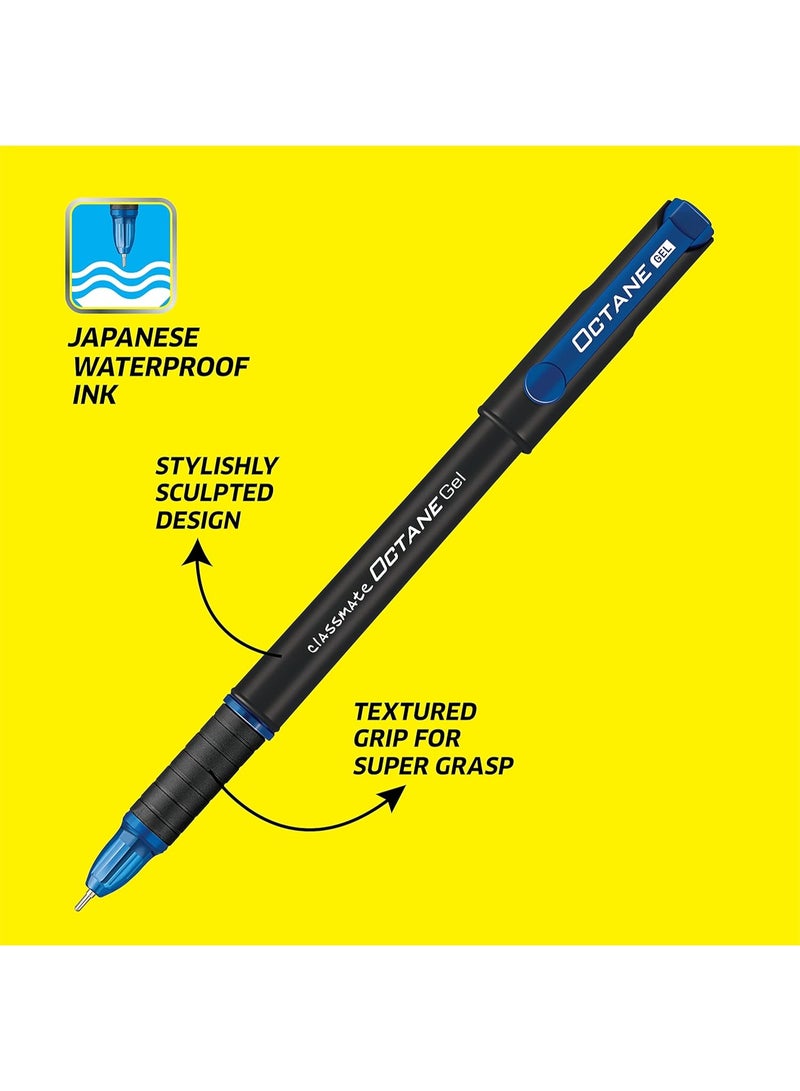 Classmate Octane- Blue Gel Pens (Pack of 10)|Smooth Writing Pens|Water-Proof Ink for Smudge-Free writing|Preferred by Students for Exam & Class Notes|Study at Home Essentials - Image 2