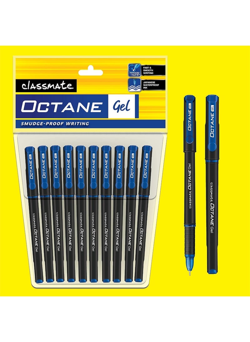 Classmate Octane- Blue Gel Pens (Pack of 10)|Smooth Writing Pens|Water-Proof Ink for Smudge-Free writing|Preferred by Students for Exam & Class Notes|Study at Home Essentials - Image 3