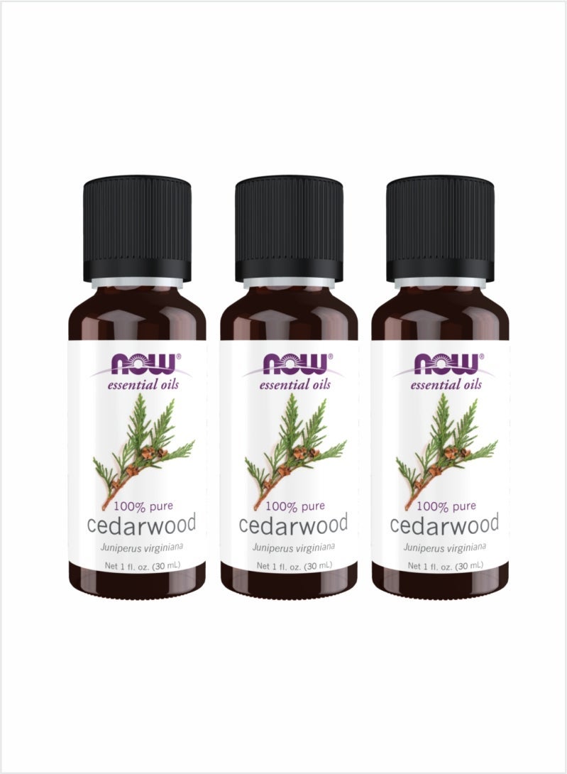 NOW Cedarwood Essential Oil - Grounding & Natural, 30ml (Pack of 3)