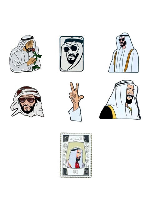 Sheikh Zayed Bin Sultan al Nahyan Logo Design 2D Mix Sticker Badge Metal 7 Pcs 3cm