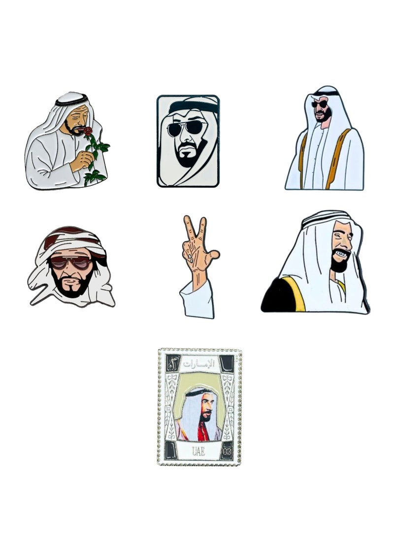 ملصق شعار الشيخ زايد بن سلطان آل نهيان ثنائي الأبعاد، شارة معدنية، 7 قطع، 3 سم - Image 1