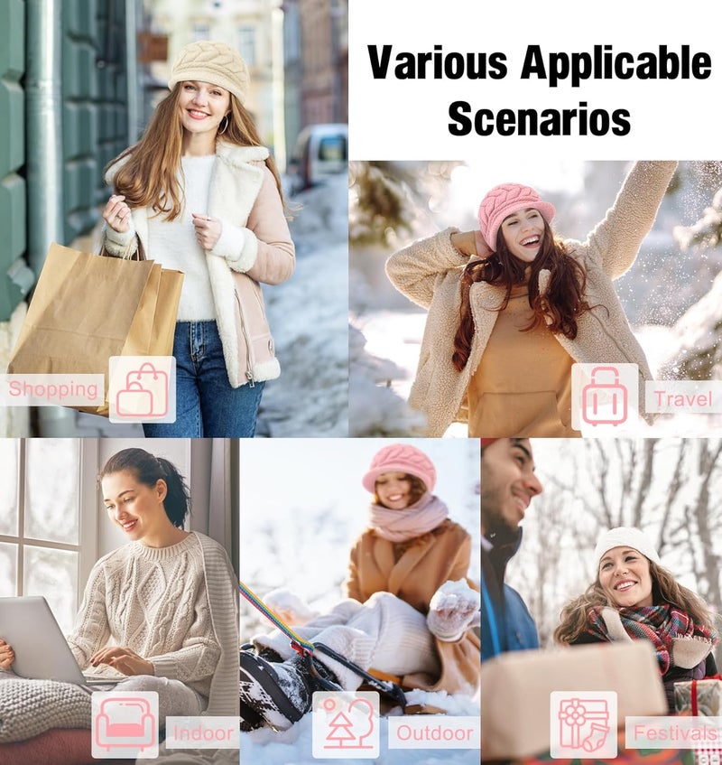 YSense 2 Pack Womens Winter Hats Warm Knit Hat Slouchy Beanie Cap with Brim Gifts - Image 5